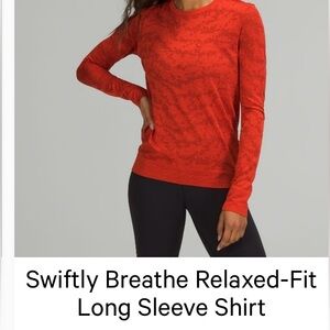 Lululemon Athletica Swiftly Breathe Relaxed Fir Red Long Sleeve Top